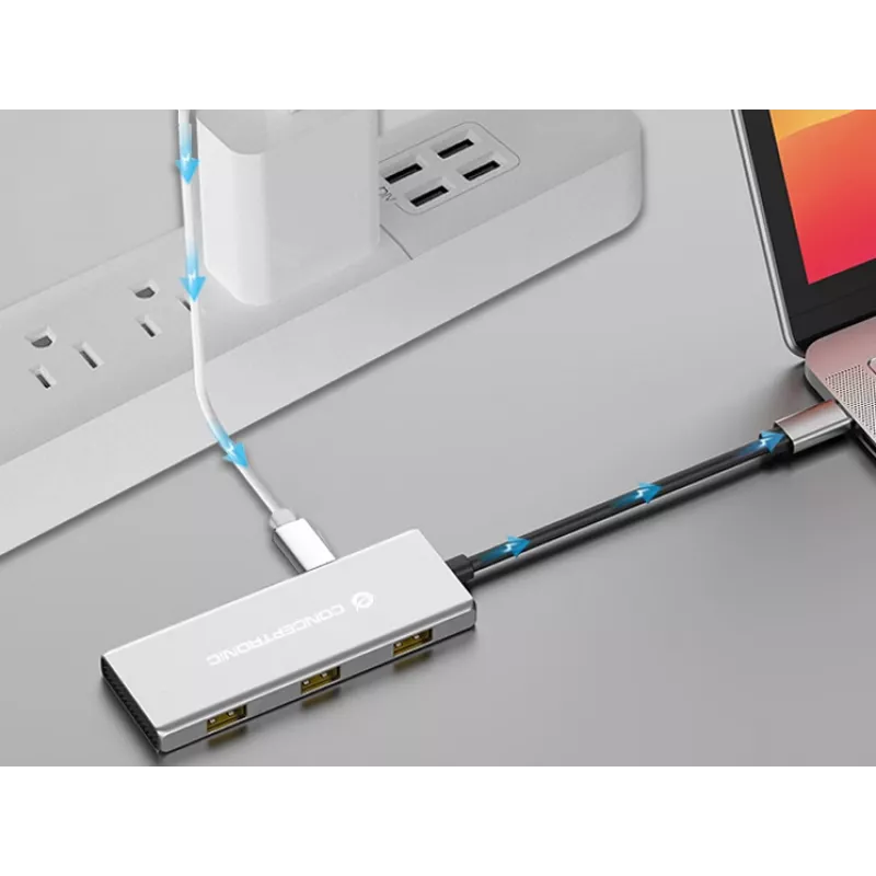 Hub di interfaccia Conceptronic HUBBIES17G USB 3.2 Gen 2 (3.1 Gen 2) Type-C 10000 Mbit/s grigio