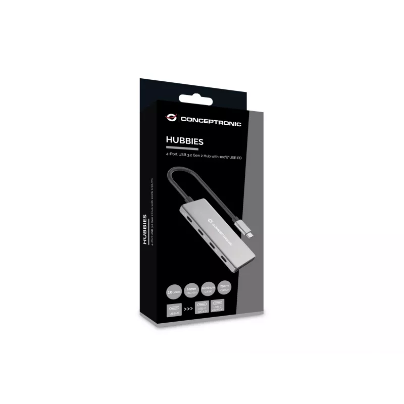 Hub di interfaccia Conceptronic HUBBIES16G USB 3.2 Gen 2 (3.1 Gen 2) Type-C 10000 Mbit/s grigio