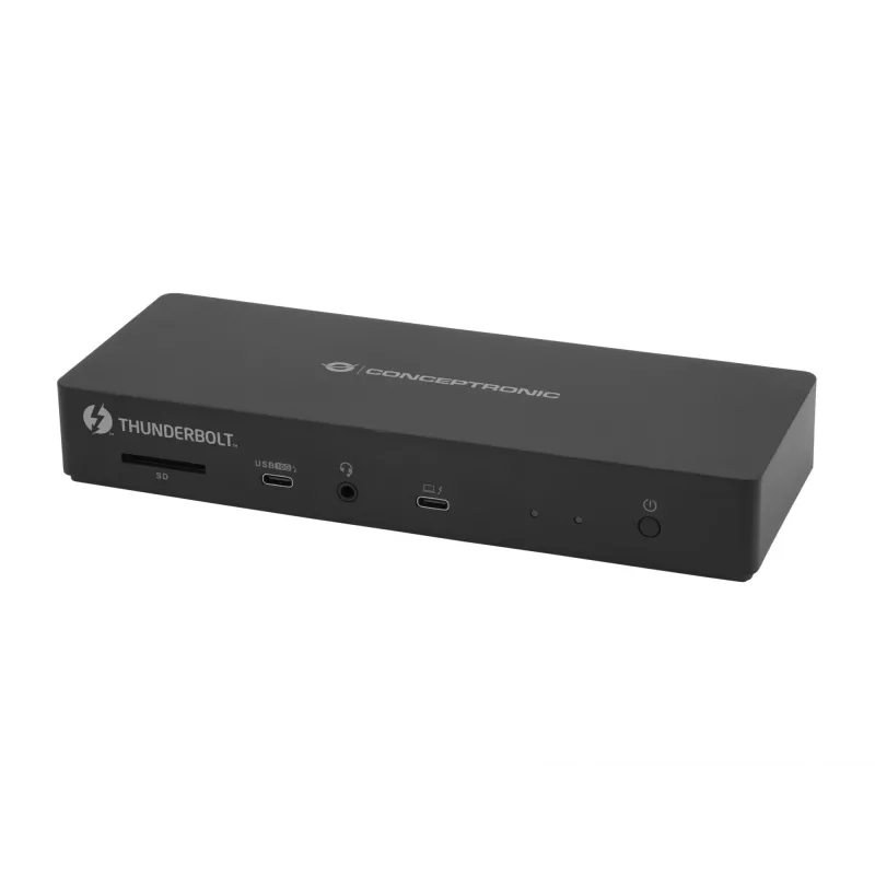 Conceptronic DONN30B base di aggancio Thunderbolt 4 13 in 1, 40 Gbit/s, 96 W, HDMI, 2x USB-A, USB-C, LAN 2,5GbE, lettore di schede SD, nera