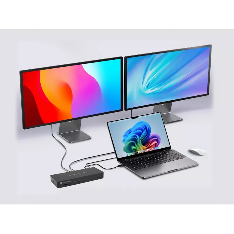 Conceptronic DONN30B base di aggancio Thunderbolt 4 13 in 1, 40 Gbit/s, 96 W, HDMI, 2x USB-A, USB-C, LAN 2,5GbE, lettore di schede SD, nera
