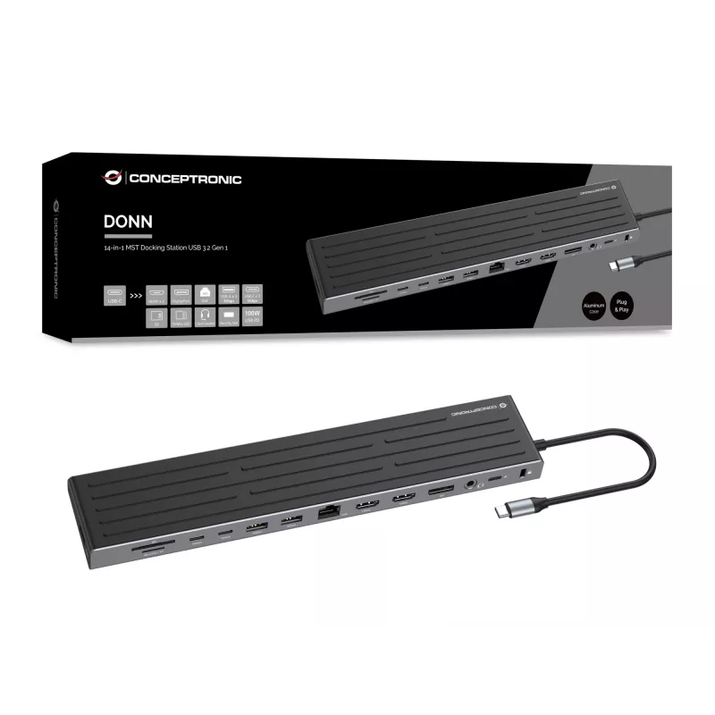 Docking station Conceptronic DONN32B 14-in-1 USB 3.2 Gen 1 HDMI DP