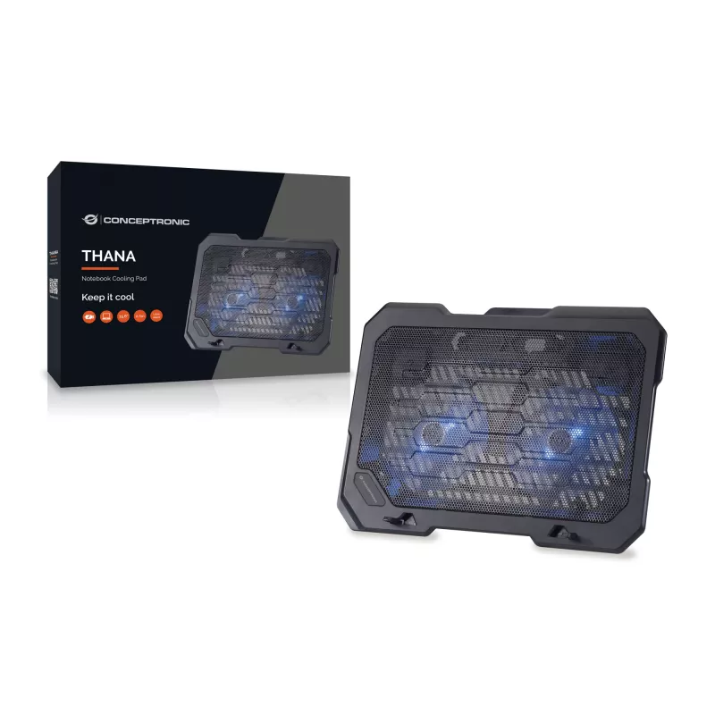 Pad di raffreddamento per notebook Conceptronic THANA, adatto fino a 15,6