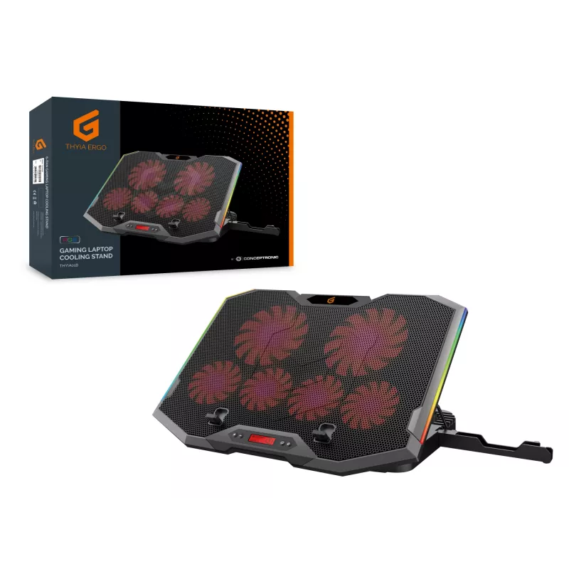 Supporto di raffreddamento per laptop da gaming Conceptronic THYIA ERGO con 6 ventole, 43,2 cm (17