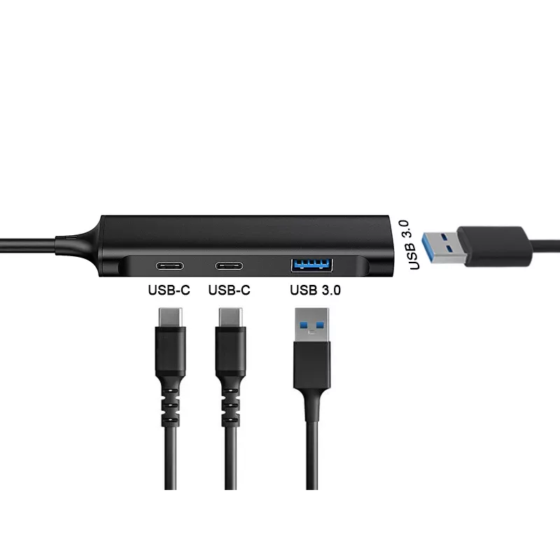 Hub Conceptronic HUBBIES 4 porte USB 3.0, 2 porte USB-C e 2 USB-A, case in alluminio, connettore maschio USB-C
