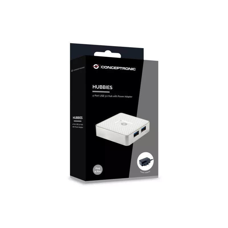 Hub di interfaccia Conceptronic HUBBIES03W USB 3.2 Gen 1 (3.1 Gen 1) Micro-B 5000 Mbit/s bianco