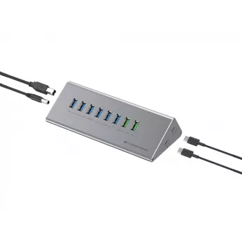 Combinazione hub-caricabatterie Conceptronic HUBBIES18G 10-in-1 60W USB 3.0, cavo 2-in-1 USB-C-USB-A, USB 3.2 Gen 1