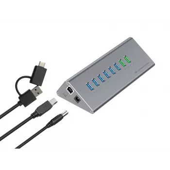 Combinazione hub-caricabatterie Conceptronic HUBBIES18G 10-in-1 60W USB 3.0, cavo 2-in-1 USB-C-USB-A, USB 3.2 Gen 1