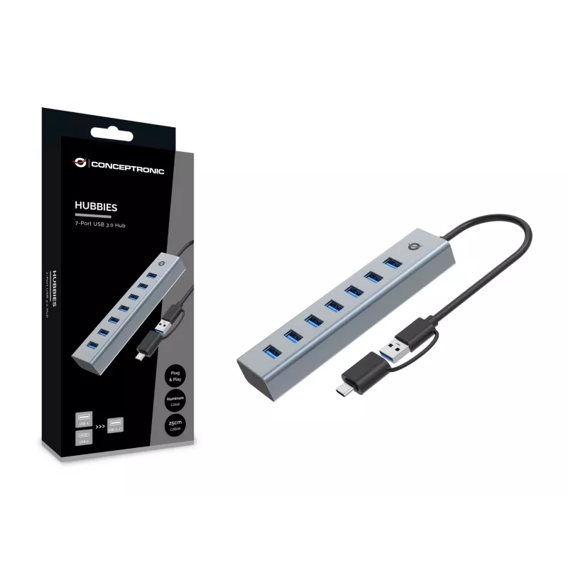 Hub Conceptronic HUBBIES21G 7 porte USB 3.0, 5 Gbit/s, USB-A x 7