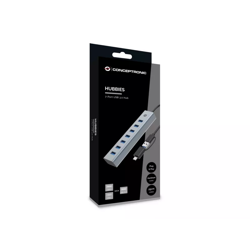 Hub Conceptronic HUBBIES21G 7 porte USB 3.0, 5 Gbit/s, USB-A x 7