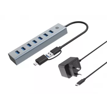 Hub Conceptronic HUBBIES21GP 7 porte USB 3.0 con alimentatore, 5 Gbit/s, USB-A x 7