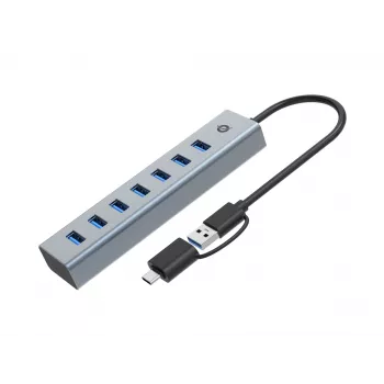 Hub Conceptronic HUBBIES21GP 7 porte USB 3.0 con alimentatore, 5 Gbit/s, USB-A x 7