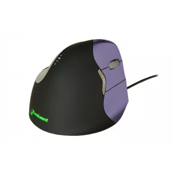 BakkerElkhuizen Evoluent 4 Small, per destrorsi, design verticale, laser, USB Type-A, 2600 DPI, nero, viola