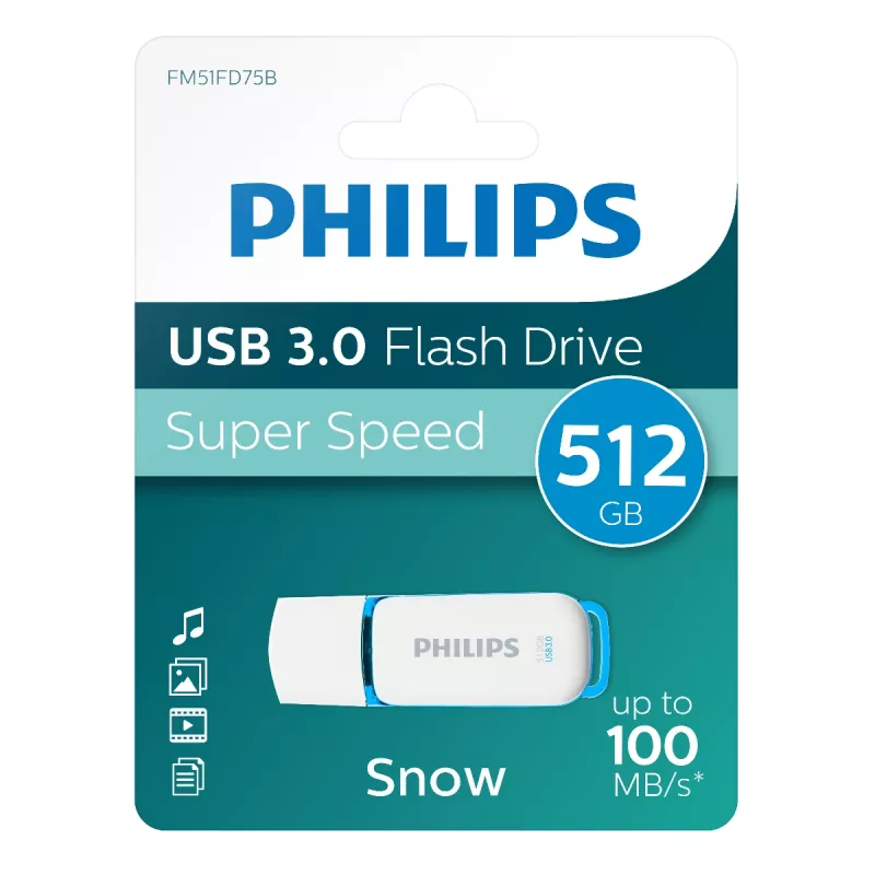 Chiavetta USB Philips FM51FD75B 512 GB, USB Type-A, USB 3.2 Gen 1 (3.1 Gen 1), bianco