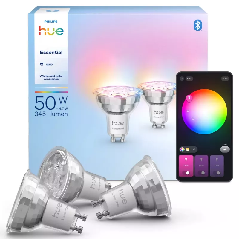 Philips Hue White and colour ambience Essential GU10 – faretto smart – 345 lm – 4,7 W – confezione da 3