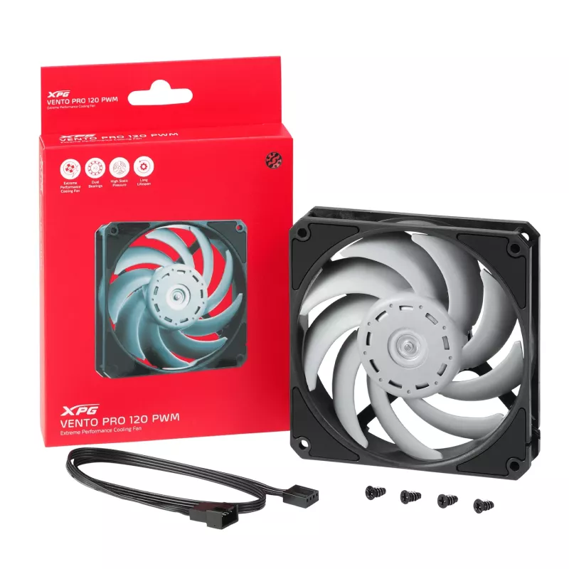 XPG VENTO PRO 120 PWM nero, ventola, 12 cm, 450 U/min, 2500 U/min, nero, bianco