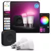 Philips Hue White and Colour Ambiance starter kit, Hue Bridge Pro + 2 lampadine LED E27 A60, Bluetooth/Zigbee, 1100 lm