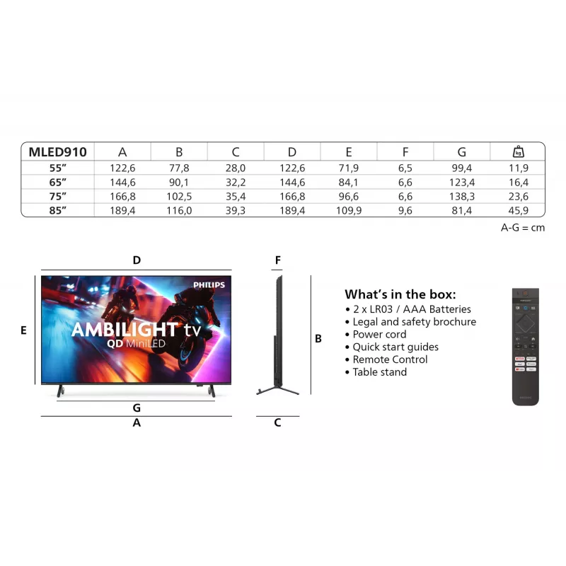 Philips Ambilight 85MLED910/12 65 inch 4K Ultra HD QD-Mini LED Televisore