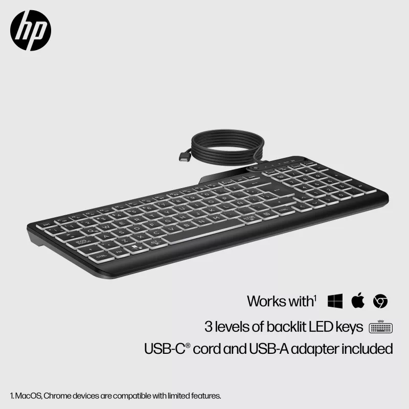 HP 400 tastiera cablata retroilluminata formato completo USB nero
