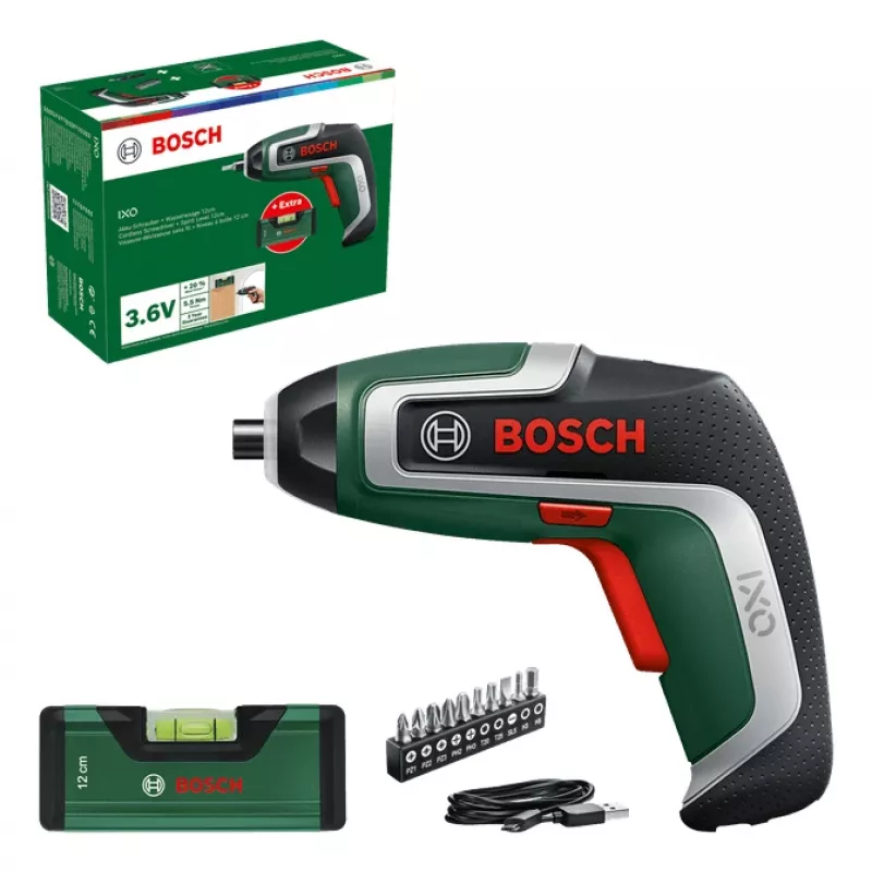 Avvitatore a batteria Bosch IXO 7 con set di 32 punte, avvitatore manuale ricaricabile