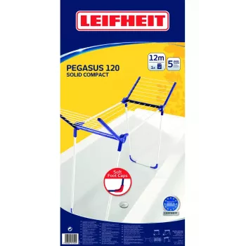 Stendibiancheria a pavimento Leifheit Pegasus 120 Solid Compact, pieghevole metallo/plastica, 12 m superficie di asciugatura, 920×440×1490 mm