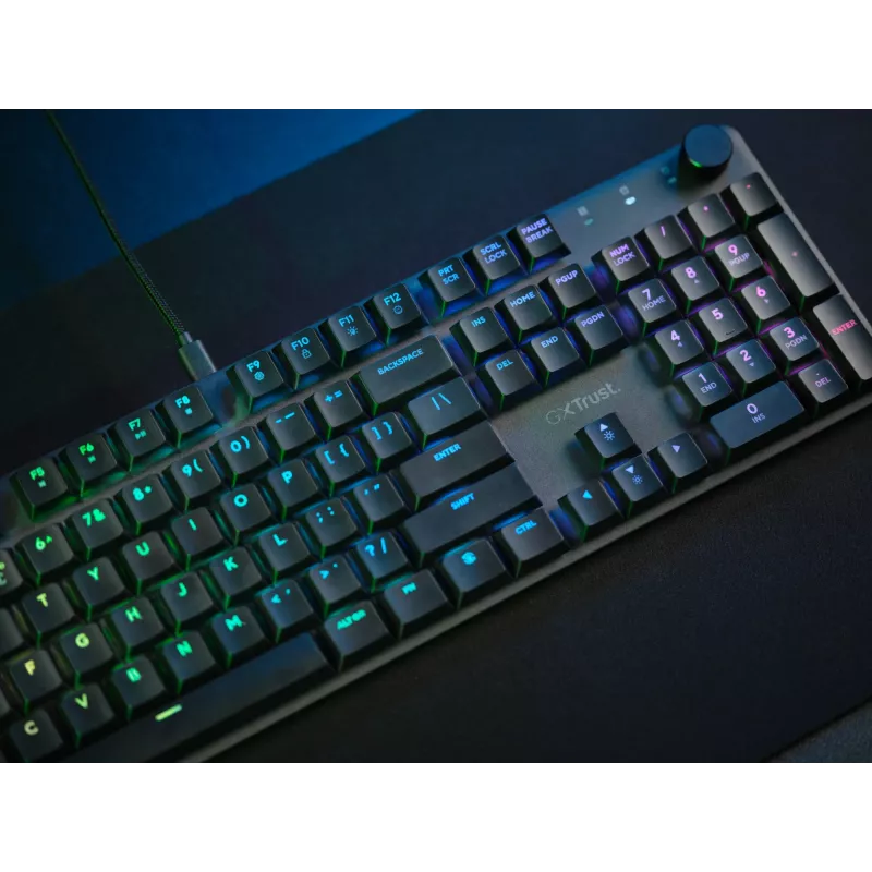Trust GXT 866 Torix 24910 tastiera meccanica da gaming, cablata USB, retroilluminata, QWERTY US International, nero