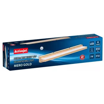 Lampada da parete LED ActiveJet AJE-MERO GOLD, montaggio a parete, rettangolare, 4000 K, 850 lm, sorgente luminosa non sostituibile