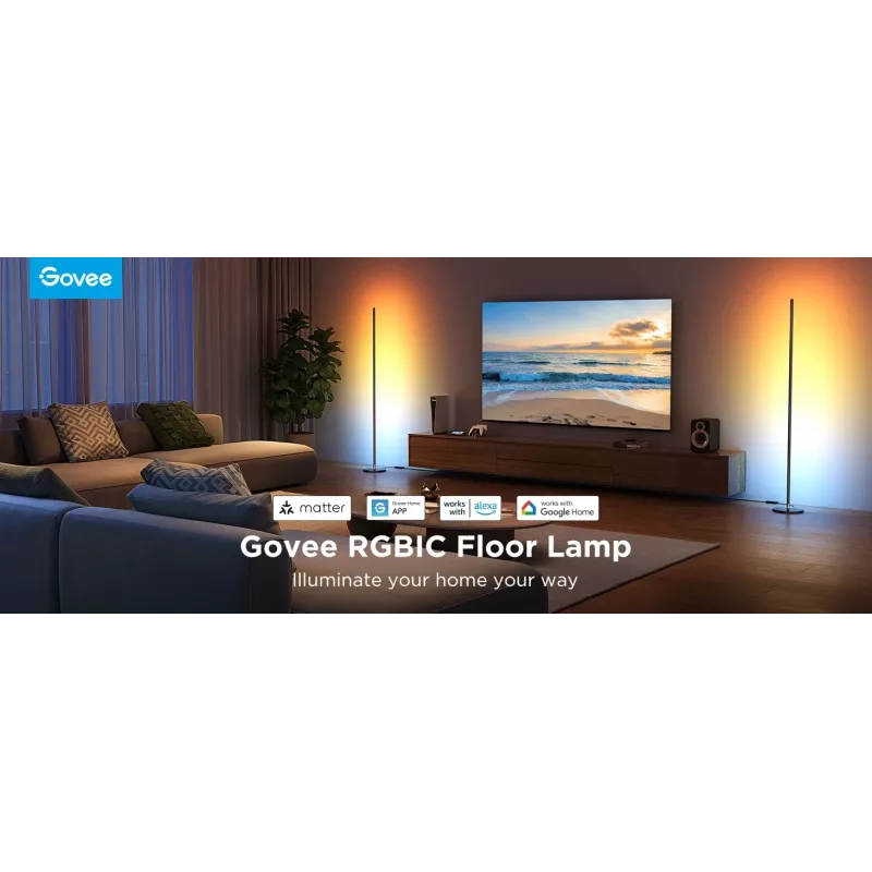 Lampada da terra Govee Matter RGBICW H8076C13 — illuminazione LED intelligente con RGBIC e bianco regolabile