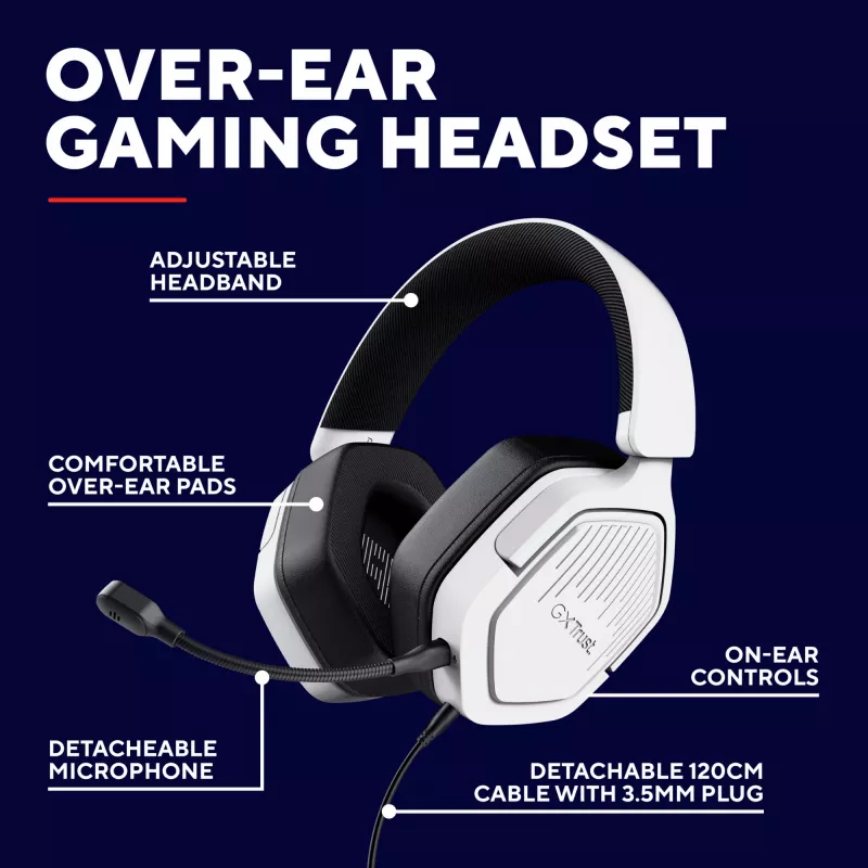 Headset Trust GXT492W Carus con filo archetto gaming bianco