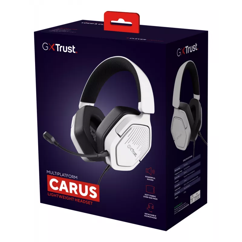 Headset Trust GXT492W Carus con filo archetto gaming bianco