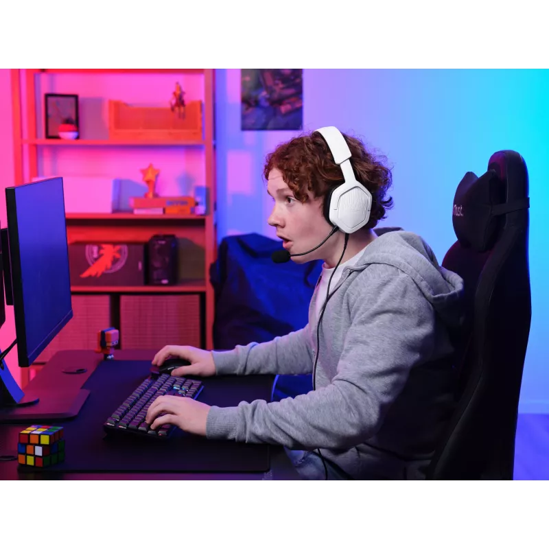 Headset Trust GXT492W Carus con filo archetto gaming bianco