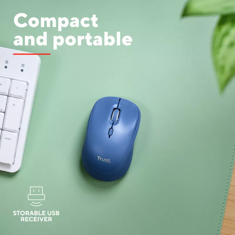 Mouse Trust Yvi+ universale ambidestro RF wireless + Bluetooth ottico 1600 DPI