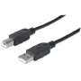 Cavo Manhattan USB-A a USB-B, 3 m, connettore maschio a connettore maschio, 480 Mbit/s (USB 2.0), Hi-Speed USB, nero, garanzia a vita, corrisponde a USB2HAB3M.