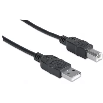Cavo Manhattan USB-A a USB-B, 3 m, connettore maschio a connettore maschio, 480 Mbit/s (USB 2.0), Hi-Speed USB, nero, garanzia a vita, corrisponde a USB2HAB3M.