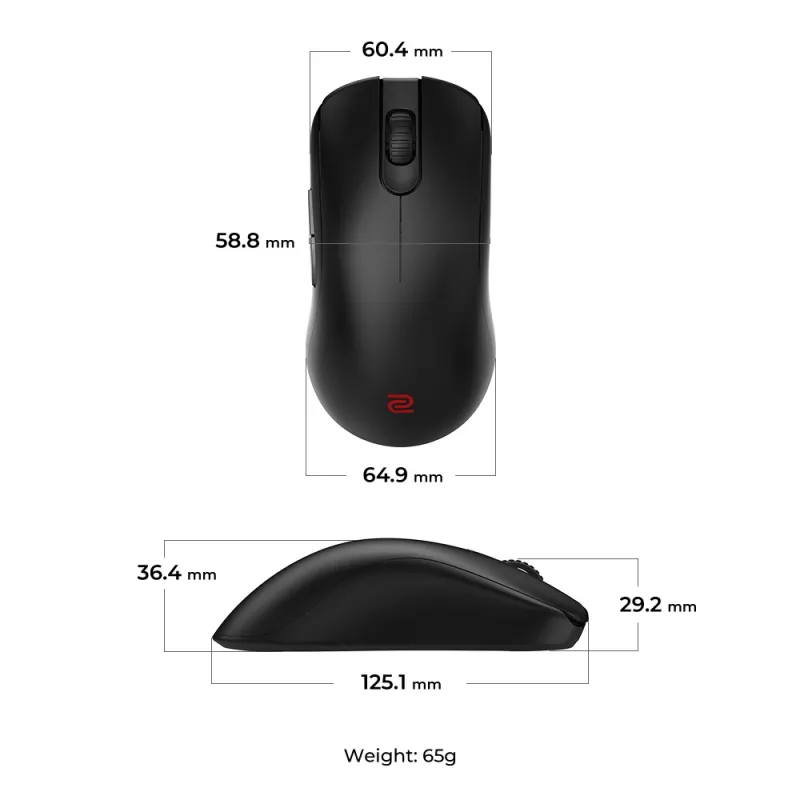 Mouse ZOWIE FK2-DW gaming per destrimani RF wireless 3200 DPI