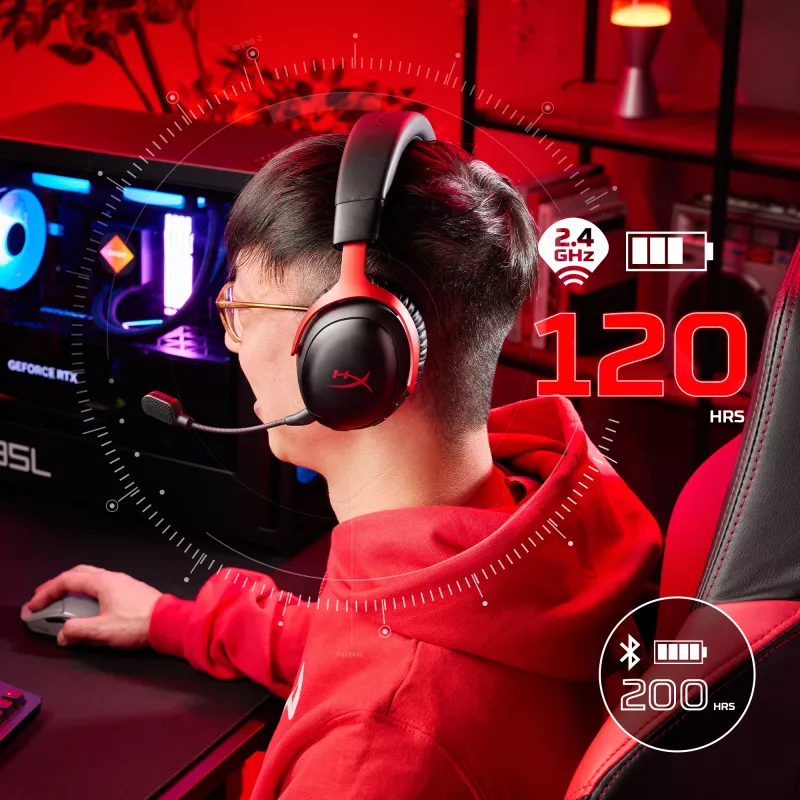 HyperX Cloud III S Wireless - cuffie gaming (nero-rosso), rosso, Cina, circumaurale, chiusa, 115 mm, 210 mm