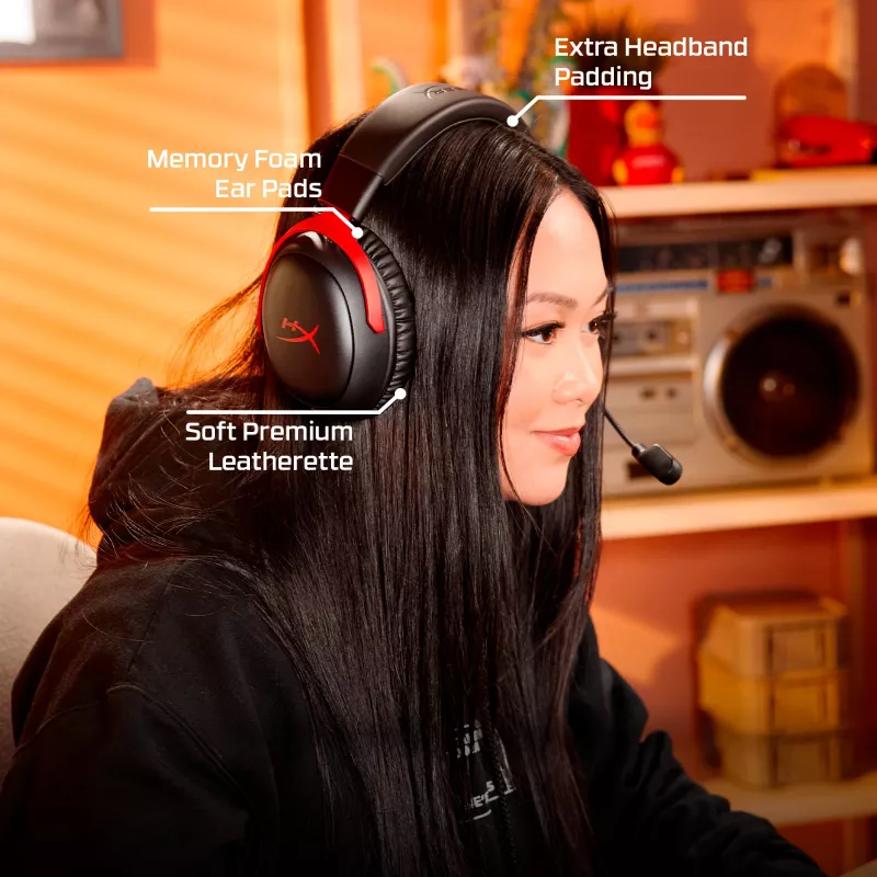 HyperX Cloud III S Wireless - cuffie gaming (nero-rosso), rosso, Cina, circumaurale, chiusa, 115 mm, 210 mm