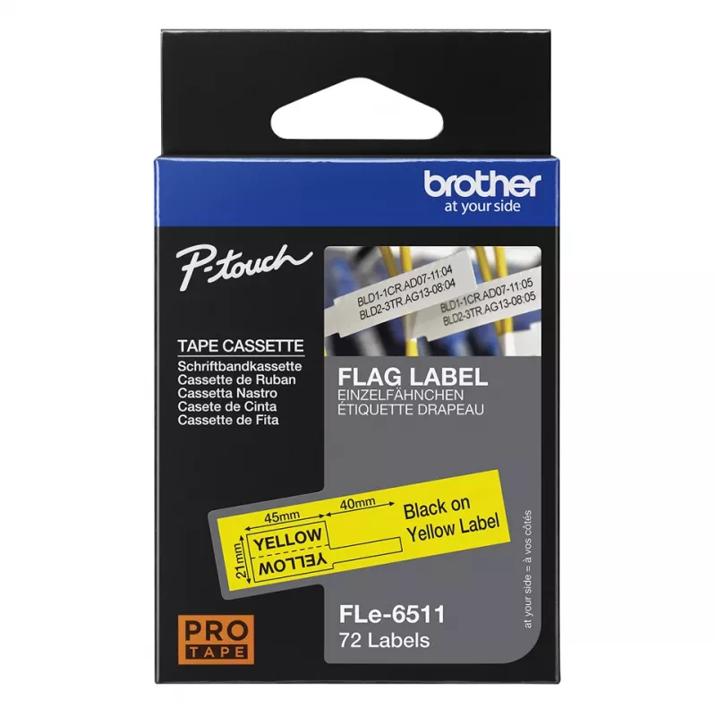 Nastro per etichettatrice Brother FLE-6511 nero su giallo