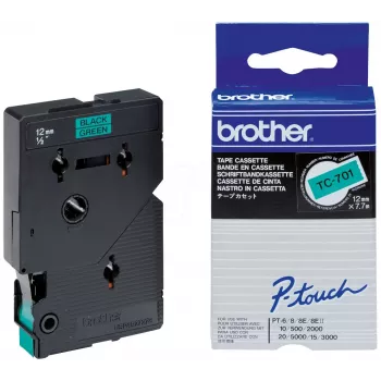 Nastro per etichettatura Brother TC701 12 mm nero su verde