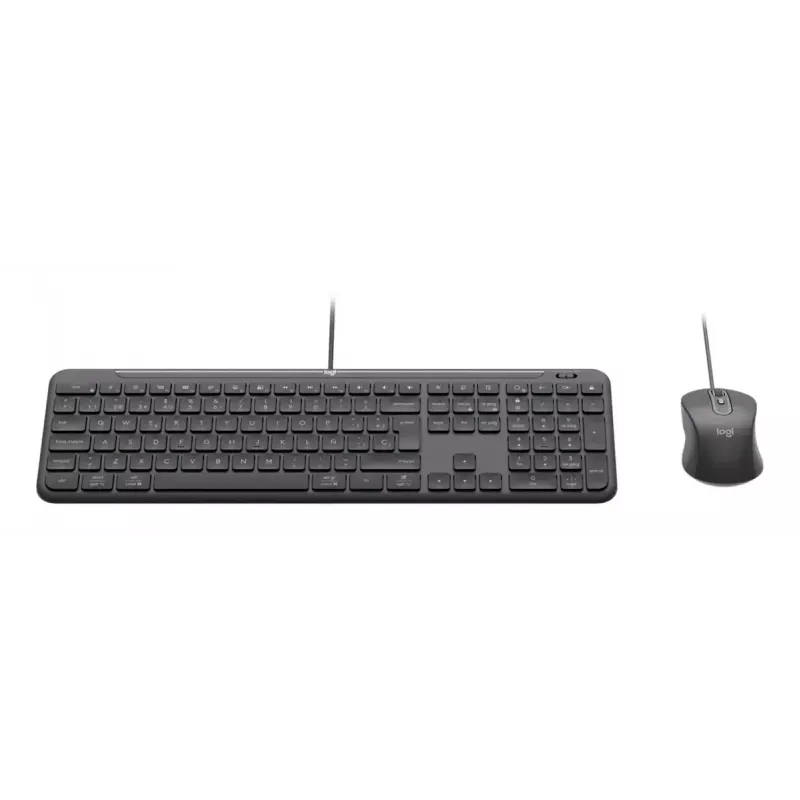Tastiera full-size con mouse Logitech 920-013349 — USB, QWERTY US International, Graphite, cavo 1,8 m
