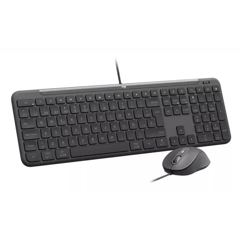 Tastiera full-size con mouse Logitech 920-013349 — USB, QWERTY US International, Graphite, cavo 1,8 m