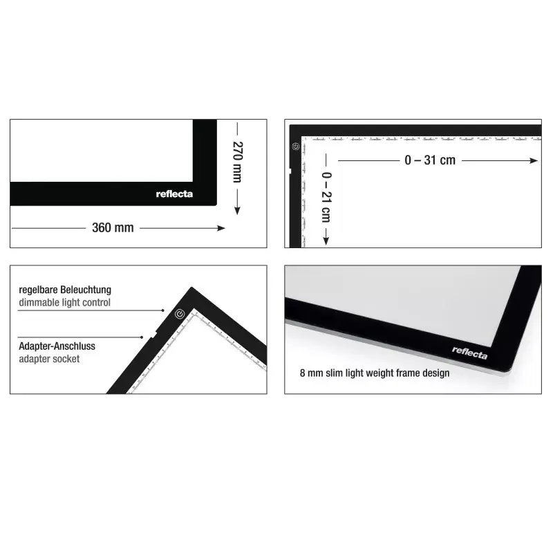 Cornice per foto singola Reflecta LED Light Pad A4 super sottile nero 31x21 cm