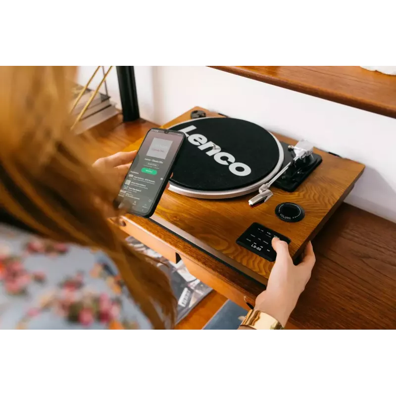 Giradischi audio a trasmissione a cinghia Lenco LS-55WA legno semiautomatico USB Bluetooth