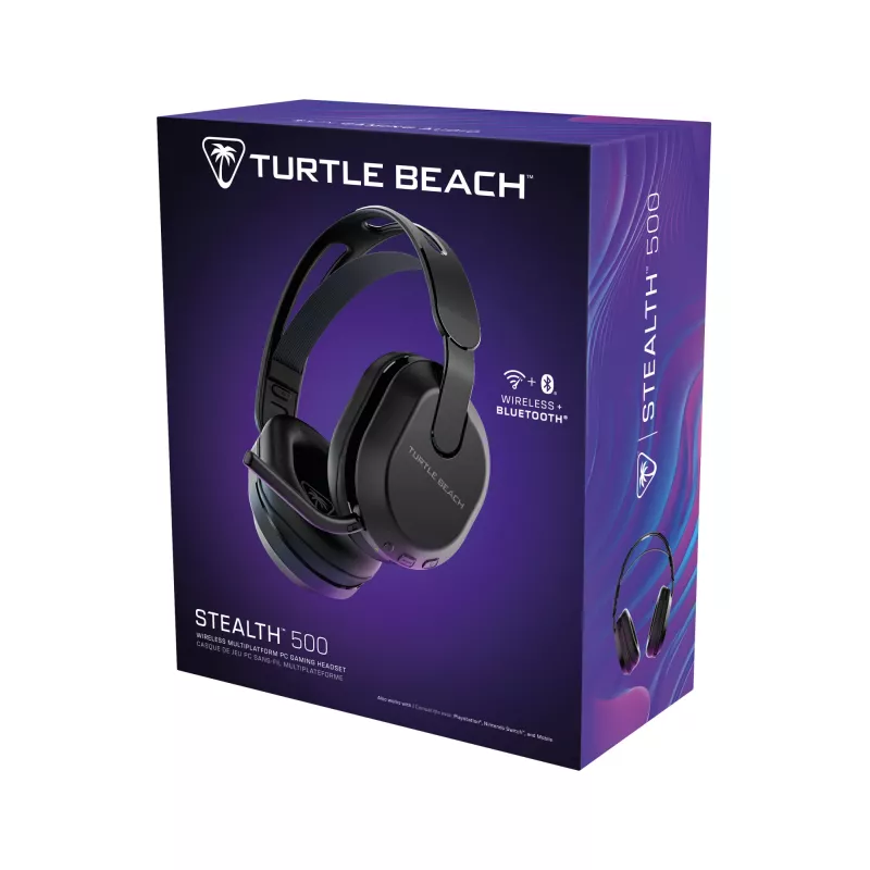 Turtle Beach Stealth 500 nero PC headset gaming wireless con fino a 40 ore di autonomia e Bluetooth per PC, PS5, PS4 e dispositivi mobili