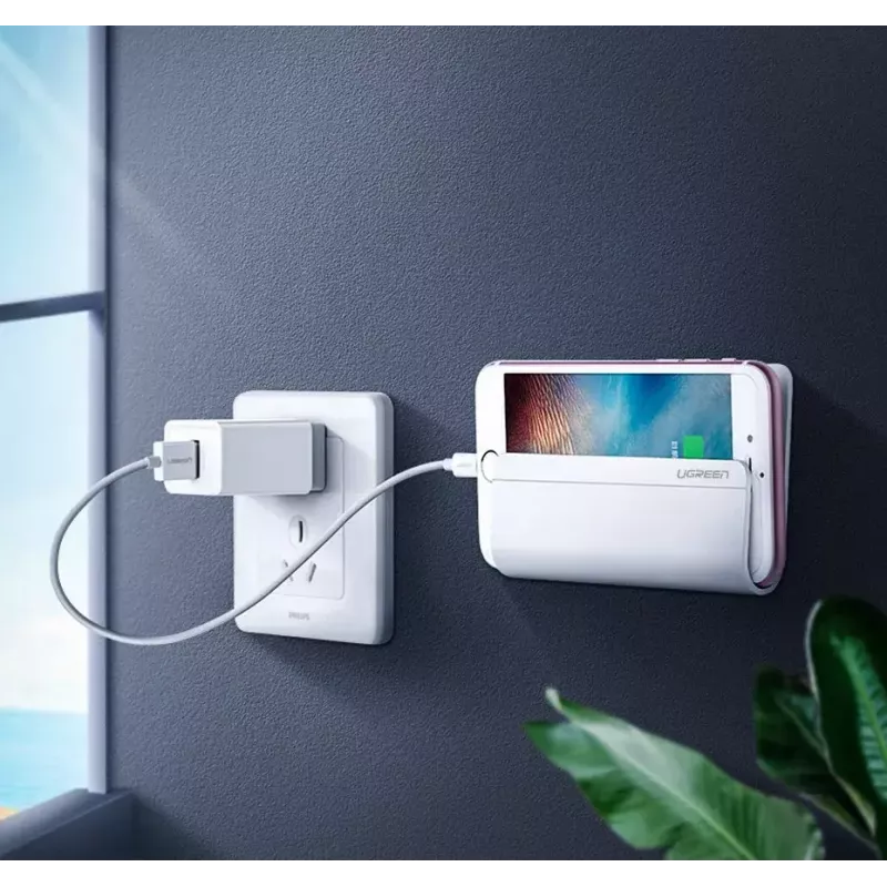 UGREEN 30394 supporto adesivo da parete per ricarica del telefono, bianco