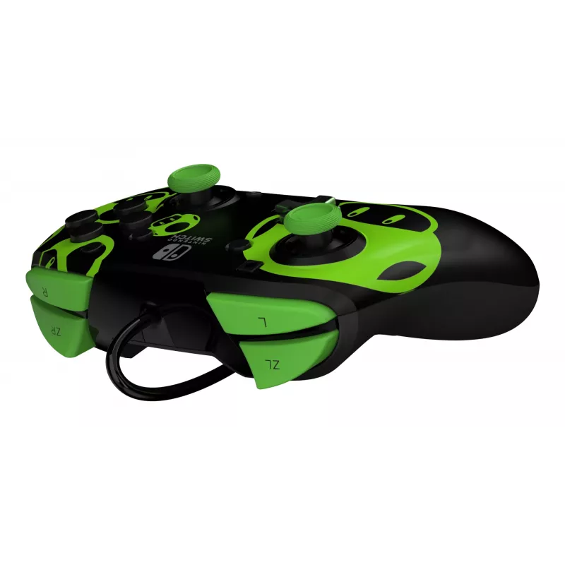 Gamepad PDP REMATCH controller con filo 1-Up Glow in the Dark per Nintendo Switch, USB, cavo 3 m, D-pad, tasto Home, nero/verde
