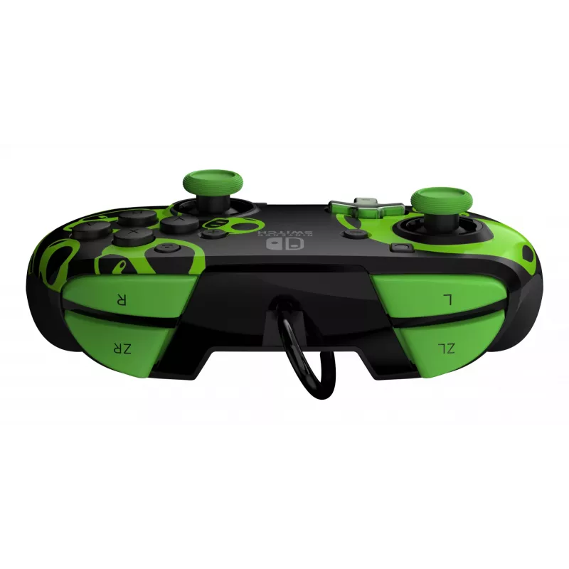 Gamepad PDP REMATCH controller con filo 1-Up Glow in the Dark per Nintendo Switch, USB, cavo 3 m, D-pad, tasto Home, nero/verde