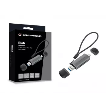 Lettore di schede Conceptronic BIAN05G 2-in-1 USB 3.0 dual plug, SD/MicroSD 3.0, UHS-I