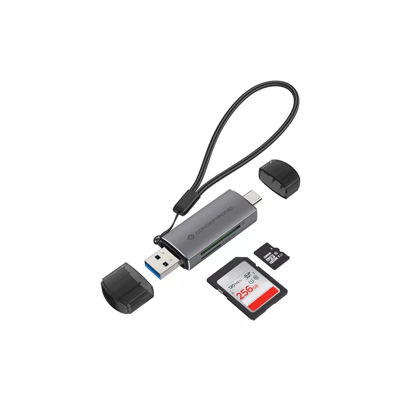 Lettore di schede Conceptronic BIAN05G 2-in-1 USB 3.0 dual plug, SD/MicroSD 3.0, UHS-I