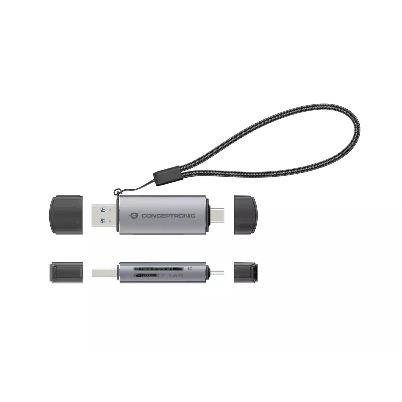 Lettore di schede Conceptronic BIAN05G 2-in-1 USB 3.0 dual plug, SD/MicroSD 3.0, UHS-I