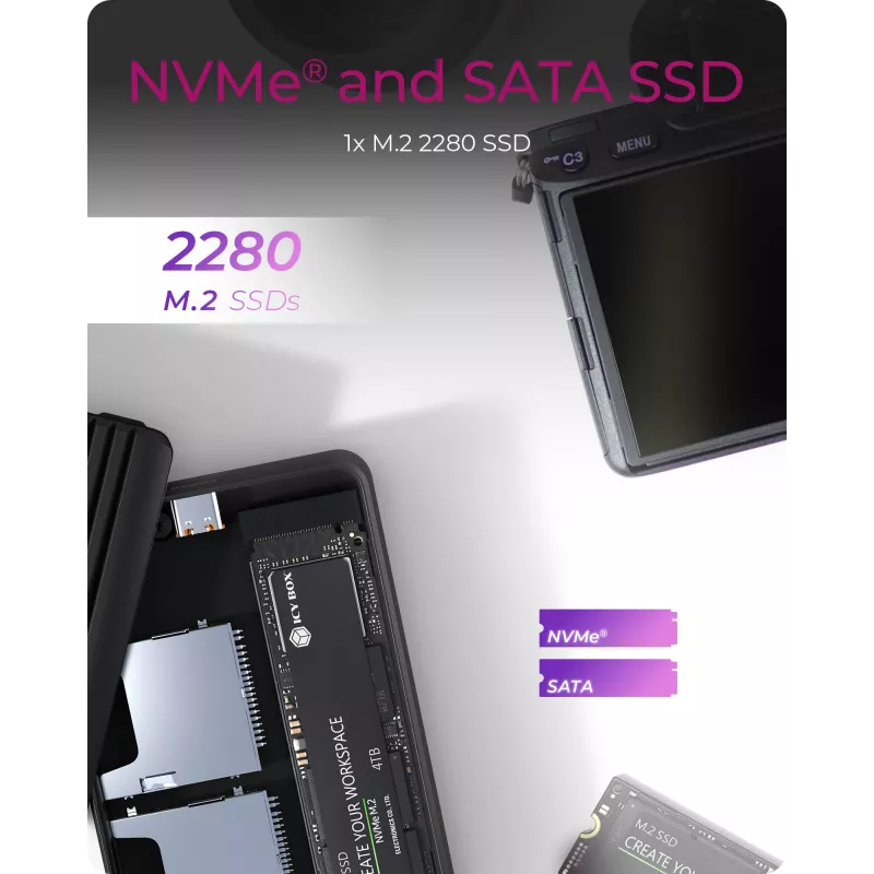 Case per SSD ICY BOX IB-CR602M-C31 nero M.2